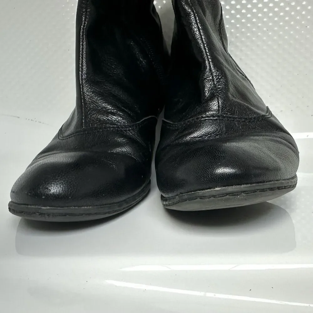boc Black Leather Knee-High Zip Riding Boots